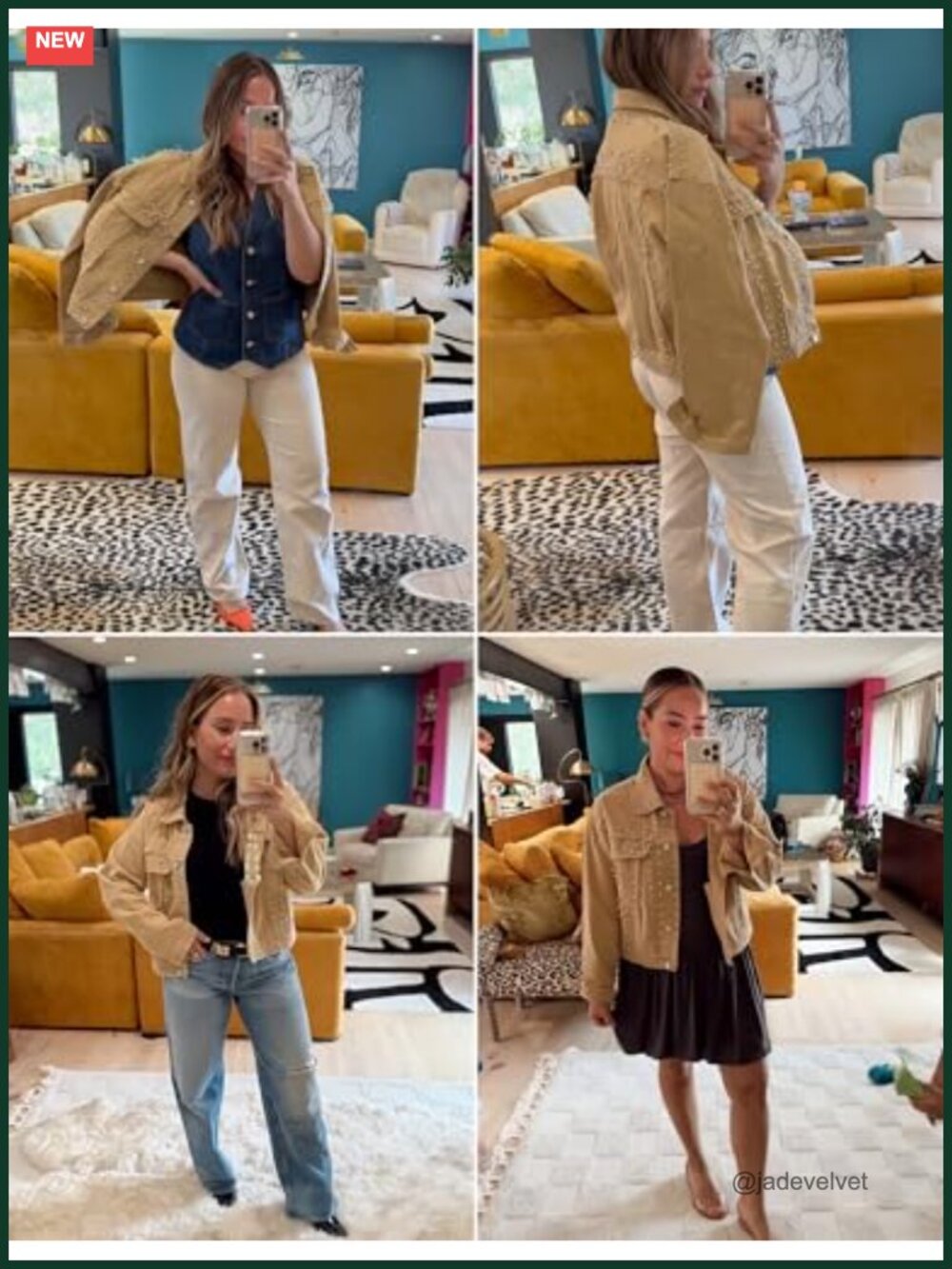 Distressed Washed Denim Jacket Women Cropped Studded White Jean Coat - Picture 5 of 6